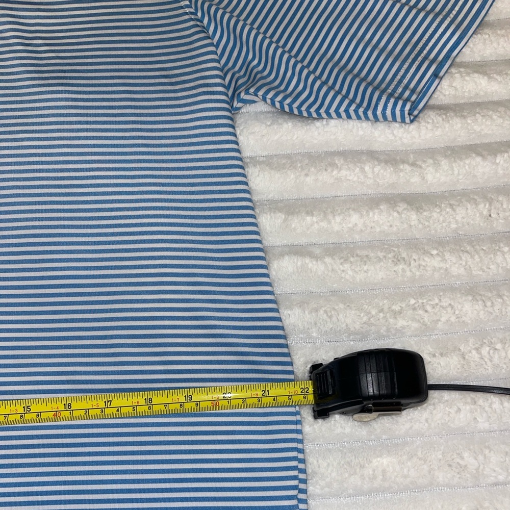 FootJoy FJ Men's Blue and White Striped 3 Button Golf Polo Shirt Size M - Picture 8 of 9
